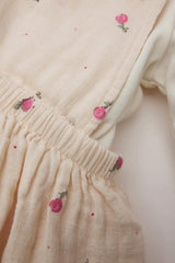 Girl Baby 3 Set Muslin Floral Long Sleeve T-shirt Salopet Dress Pantyhose