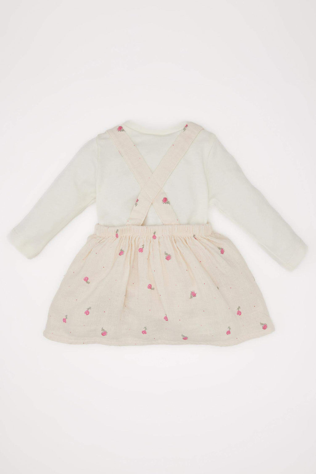 Girl Baby 3 Set Muslin Floral Long Sleeve T-shirt Salopet Dress Pantyhose