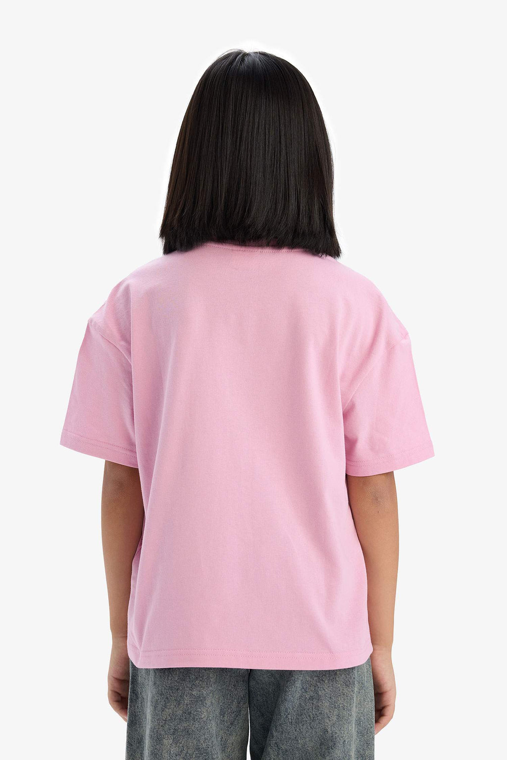 Girl Relax Fit Crew Neck Basic Short Sleeve T-Shirt