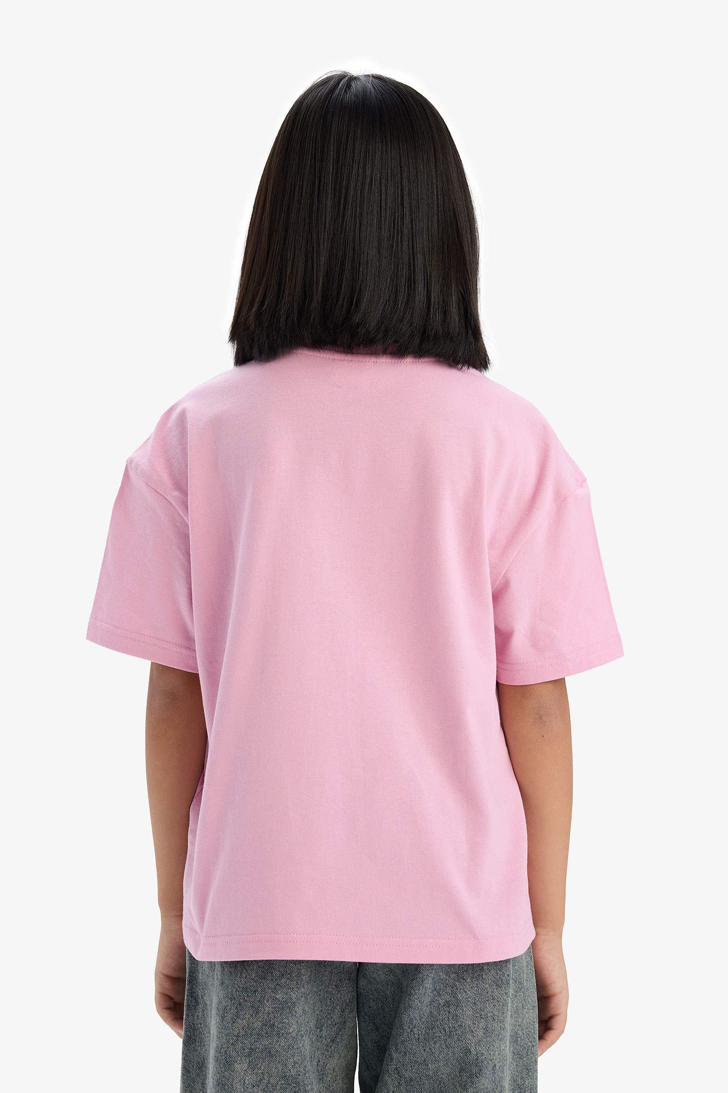 Girl Relax Fit Crew Neck Basic Short Sleeve T-Shirt