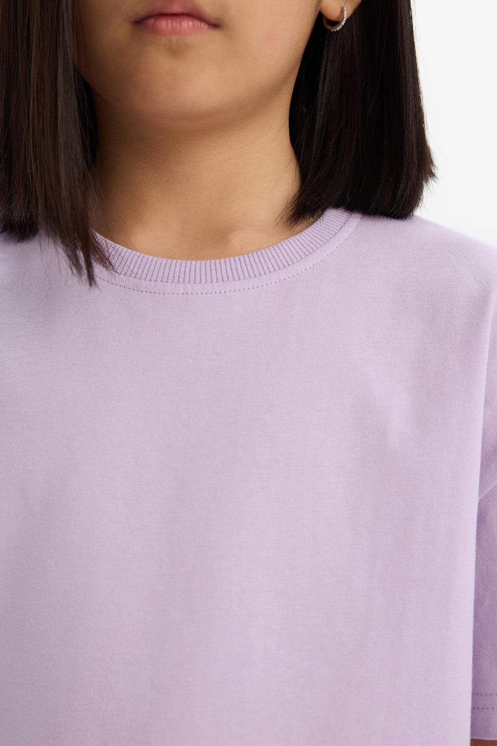 Girl Relax Fit Crew Neck Basic Short Sleeve T-Shirt