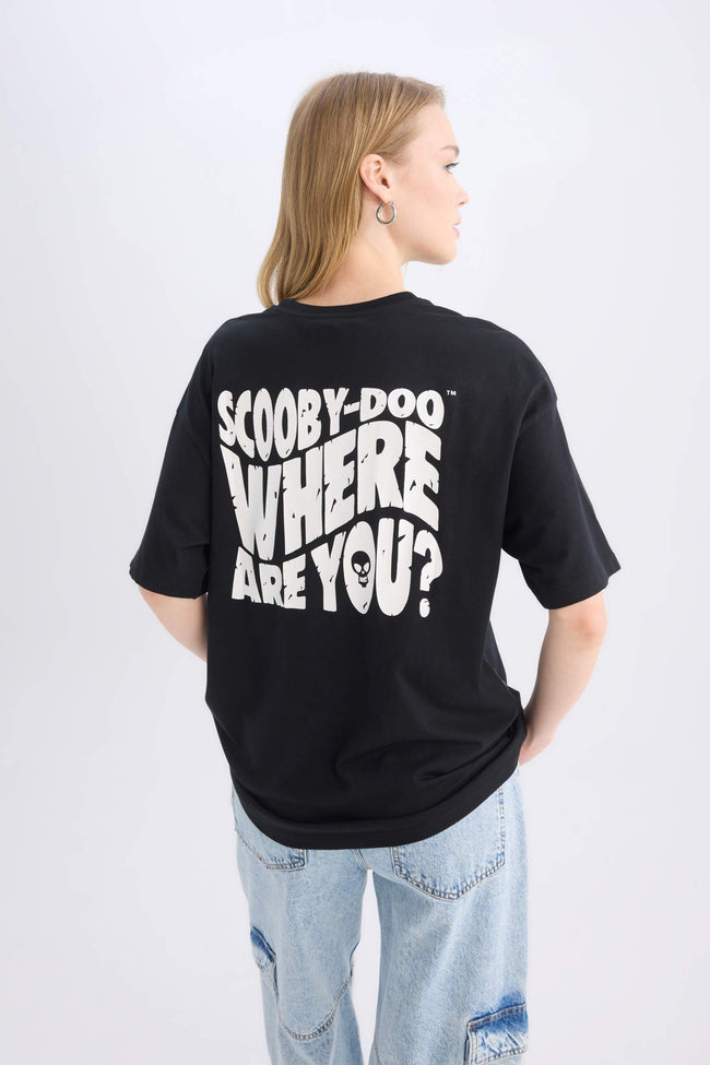 Scooby Doo Oversize Fit Crew Neck Back Printed T-Shirt Hover Image