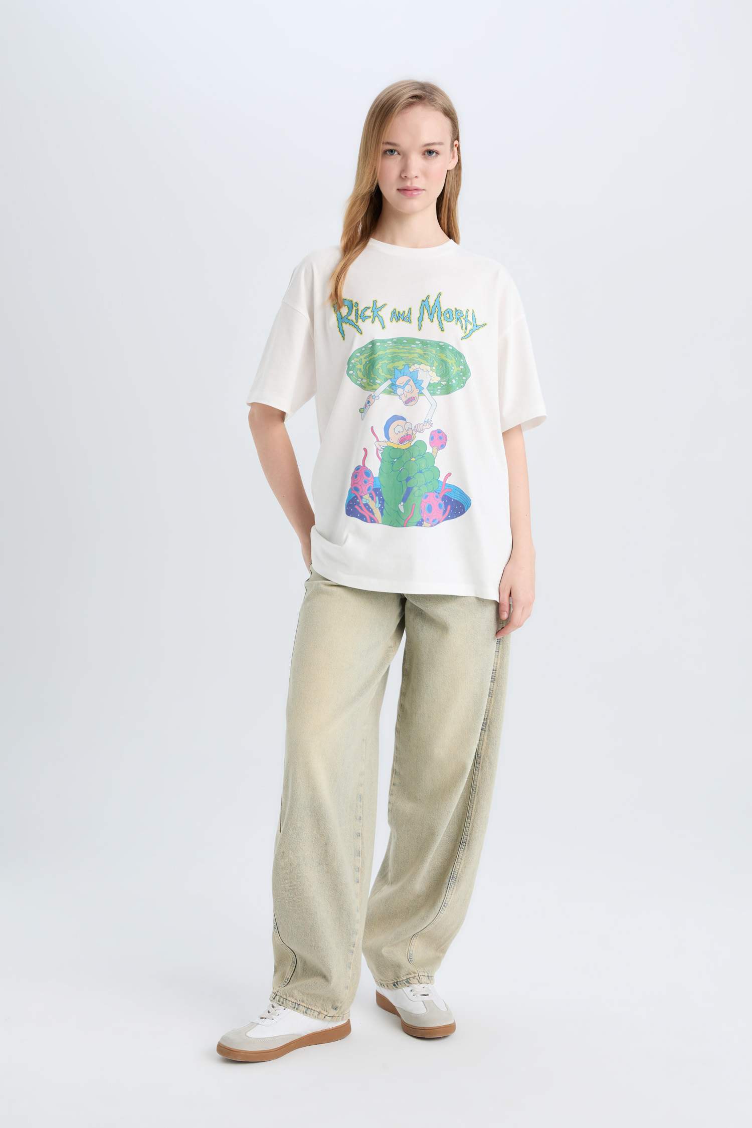 Coool Rick and Morty Oversize Wide Mold Bike Collar Printed Short Sleeve T-shirt