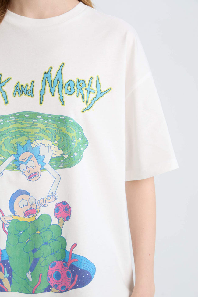 Coool Rick and Morty Oversize Wide Mold Bike Collar Printed Short Sleeve T-shirt Hover Image