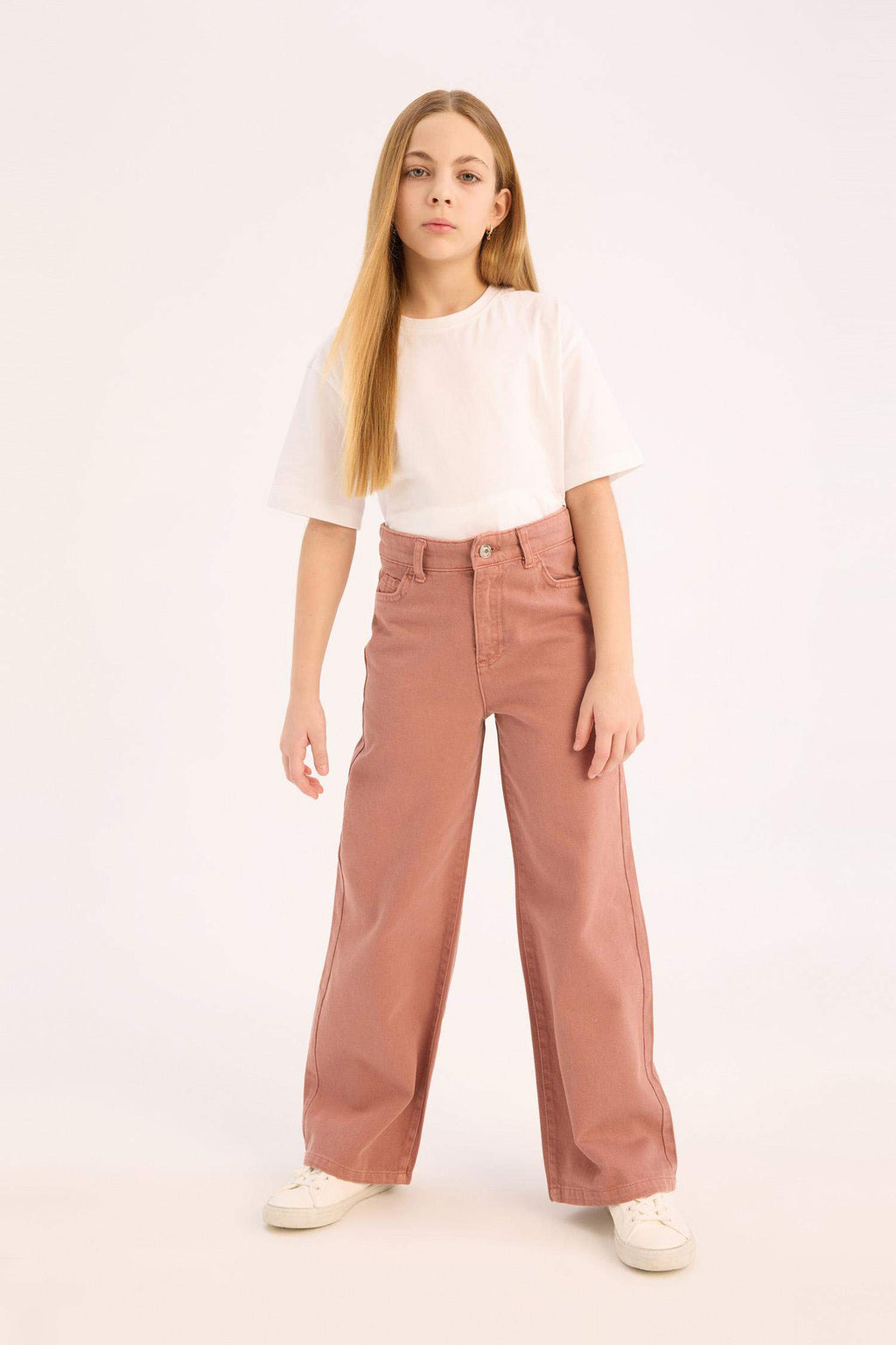 Girl Wide Leg Cotton Cargo Jeans
