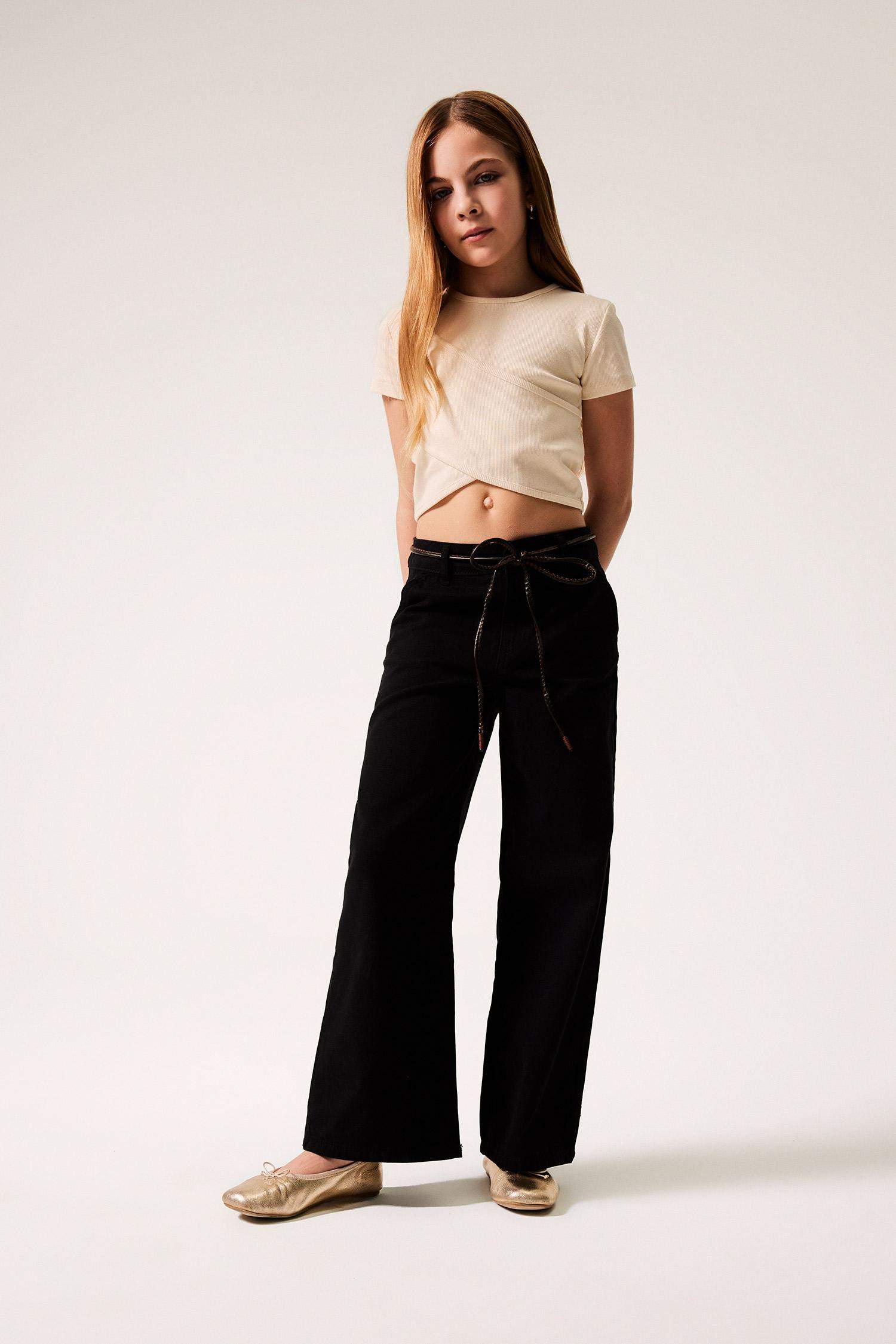 Girl Wide Leg Cotton Trousers