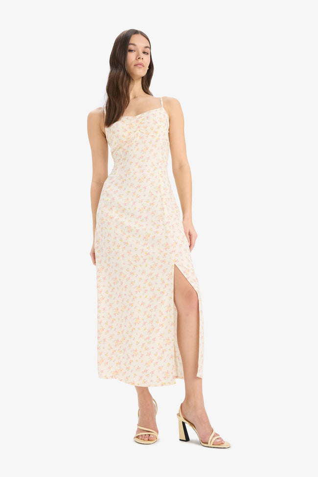 Bodycon Heart Collar Floral Midi Dress Main Image