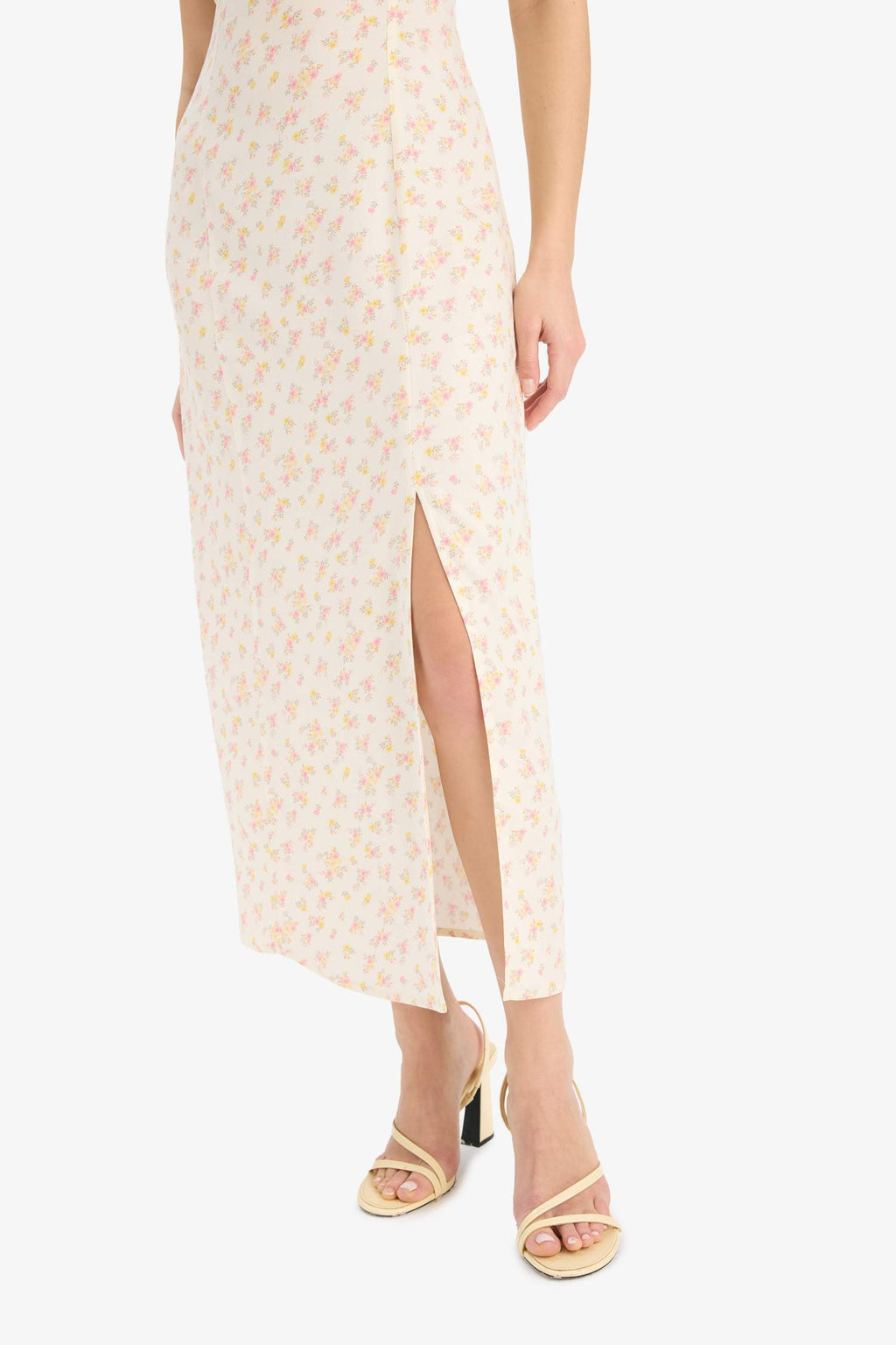 Bodycon Heart Collar Floral Midi Dress