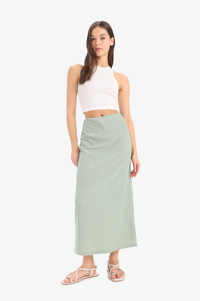 High Waist Maxi Skirt, Elastic Skirt Main Image