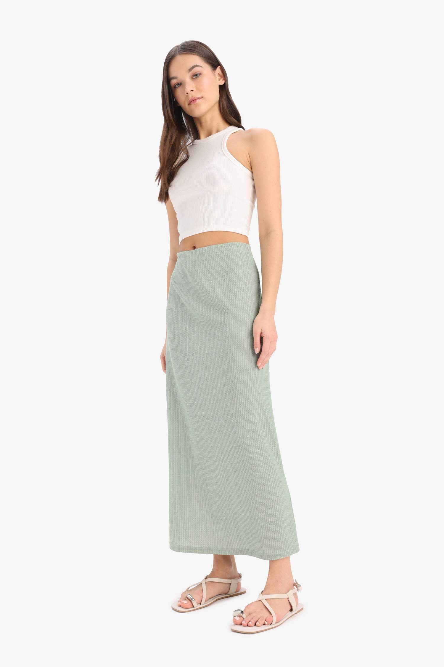High Waist Maxi Skirt, Elastic Skirt