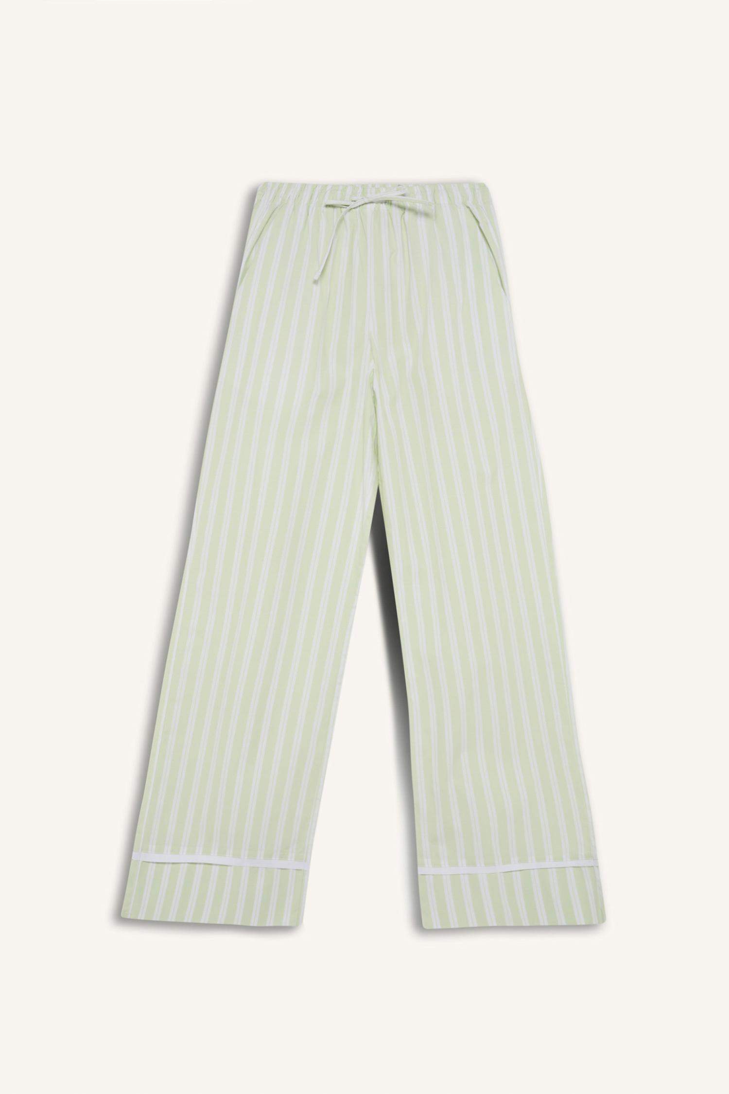 Wide Leg Striped High Waist Poplin Trousers