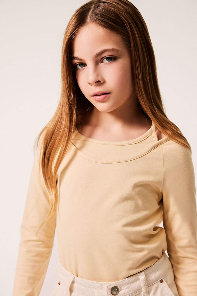 Girl Slim Fit Sweet Printed Corduroy Long Sleeve T-Shirt Hover Image