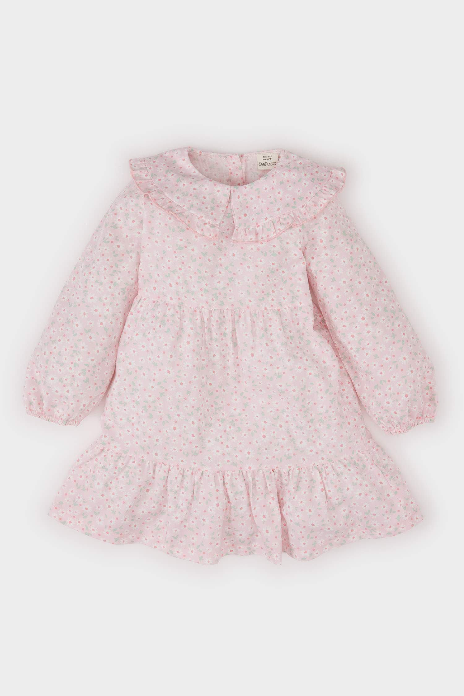 Baby Girl Large Collar Twill Floral Dress