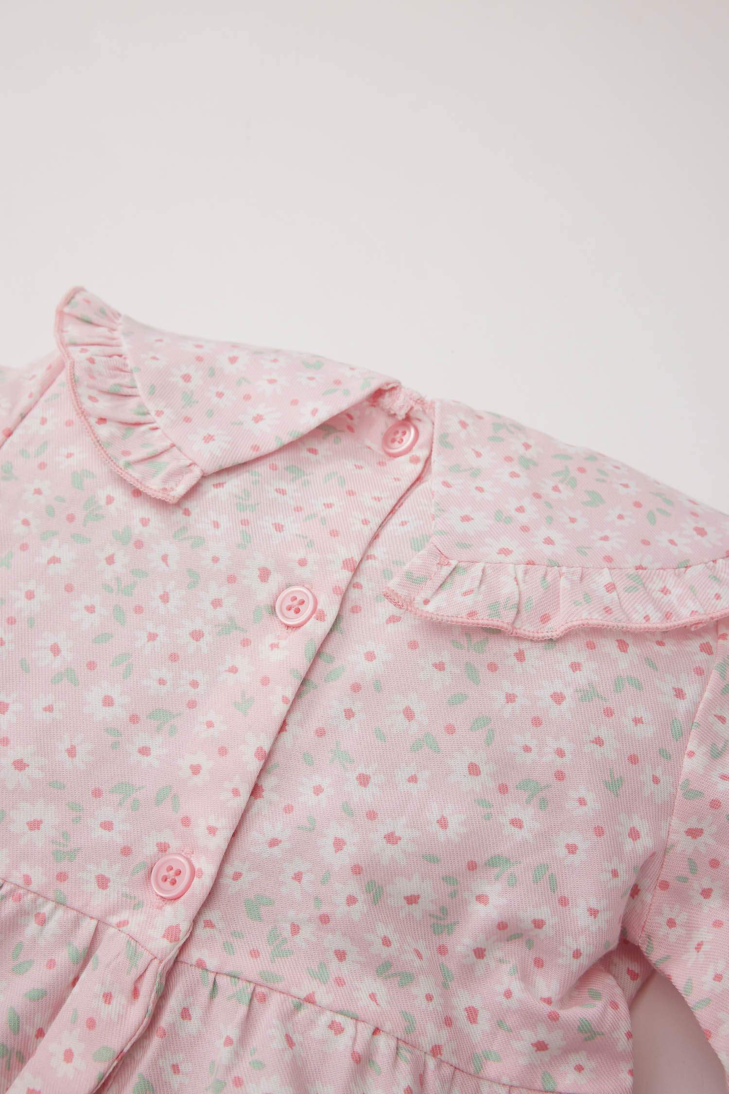Baby Girl Large Collar Twill Floral Dress