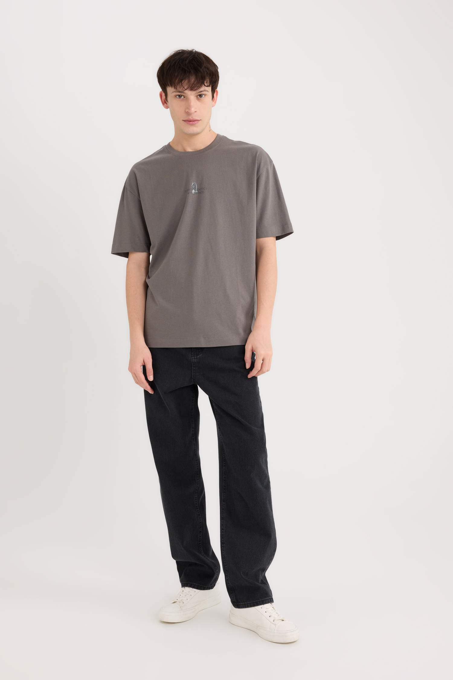 100% Cotton Oversize Wide Mold Bike Collar Backprint Short Sleeve T-Shirt