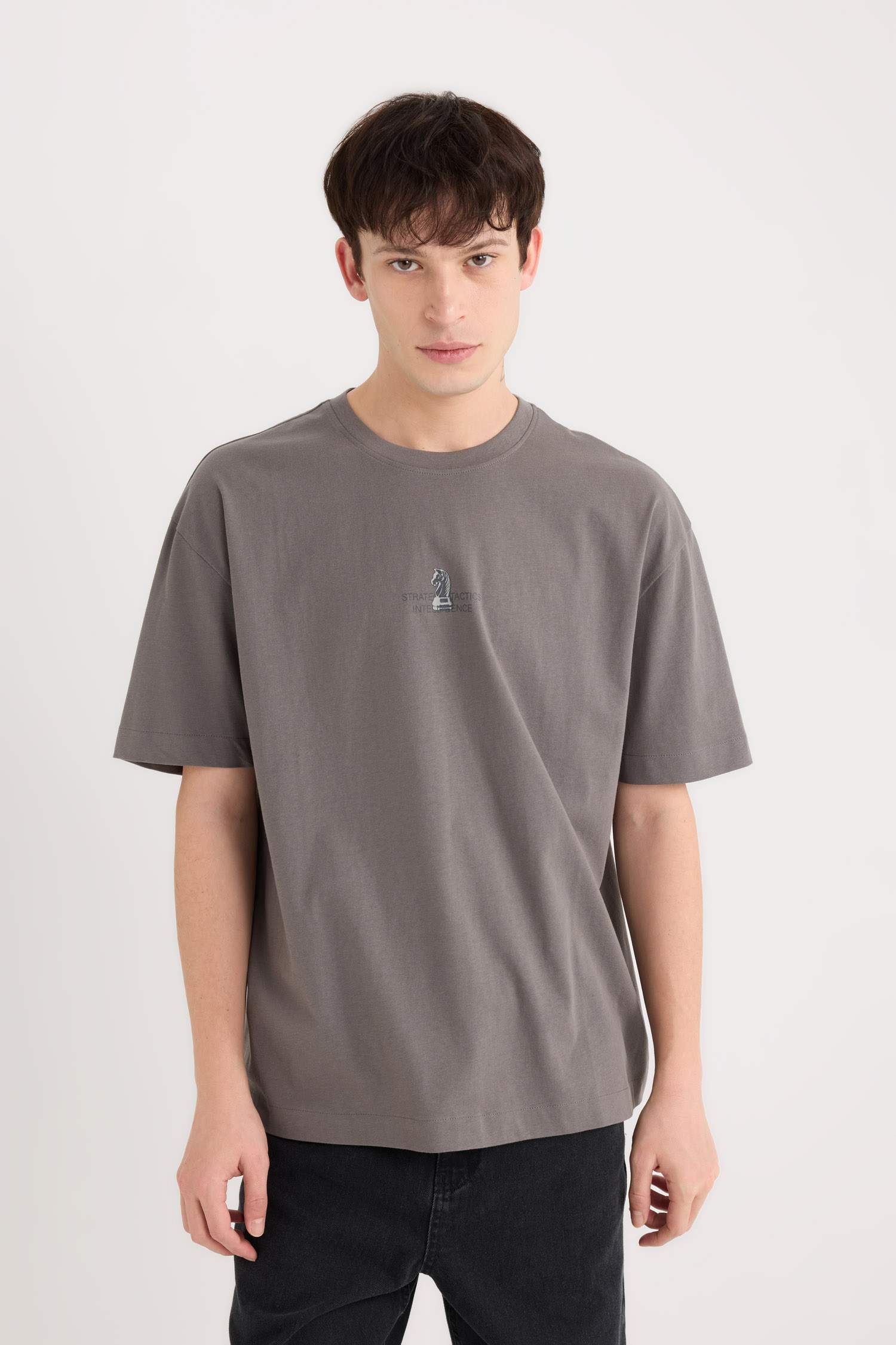 100% Cotton Oversize Wide Mold Bike Collar Backprint Short Sleeve T-Shirt