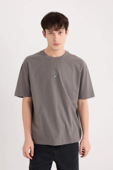 100% Cotton Oversize Wide Mold Bike Collar Backprint Short Sleeve T-Shirt
