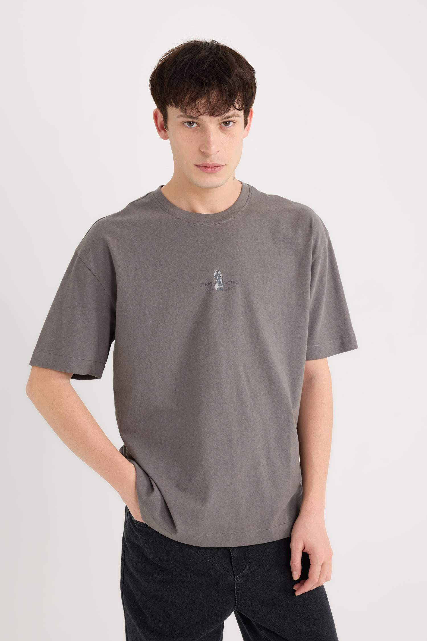 100% Cotton Oversize Wide Mold Bike Collar Backprint Short Sleeve T-Shirt