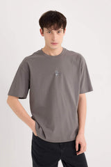 100% Cotton Oversize Wide Mold Bike Collar Backprint Short Sleeve T-Shirt