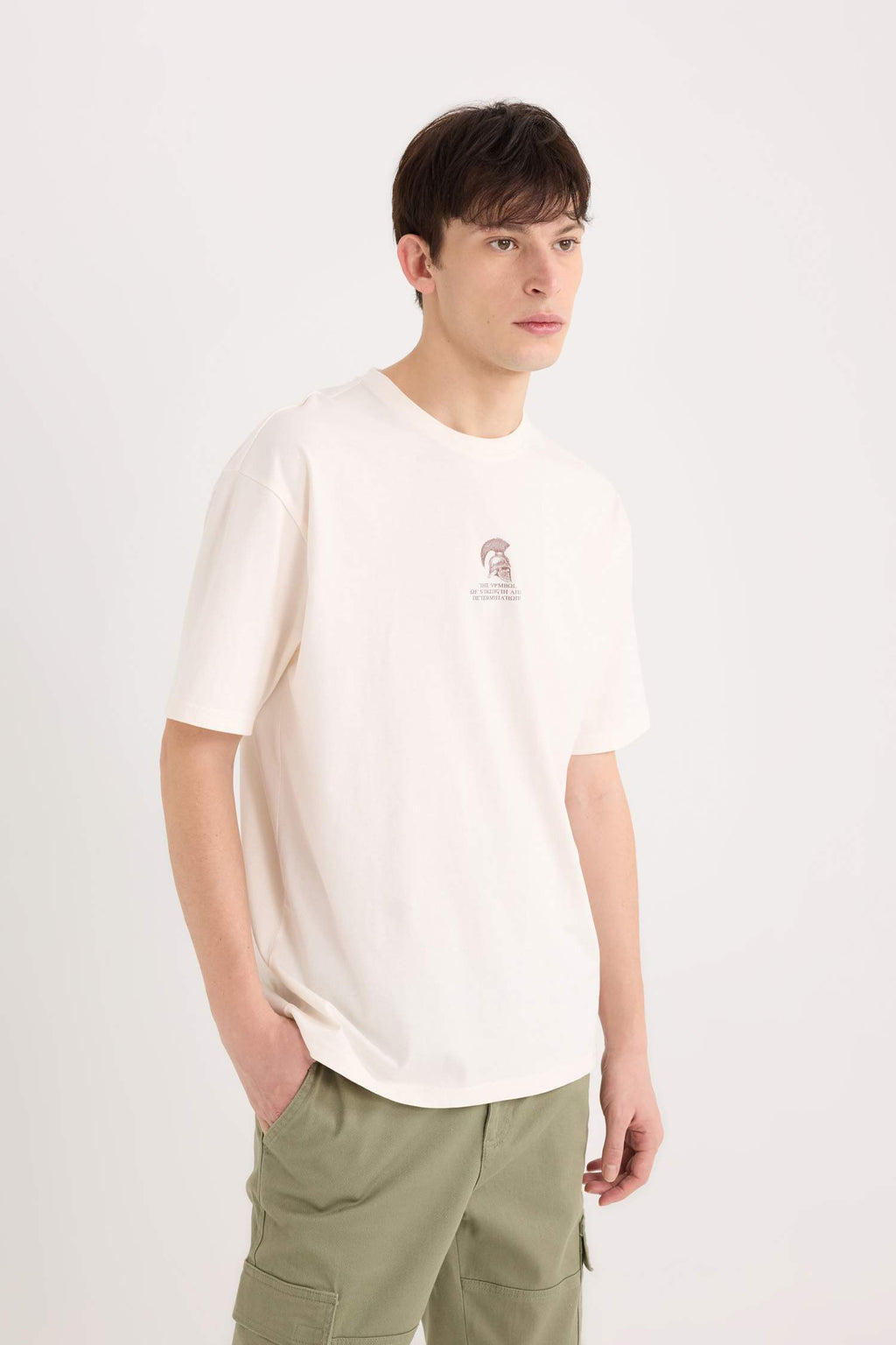 Boxy Fit Crew Neck Back Printed Short Sleeve T-Shirt