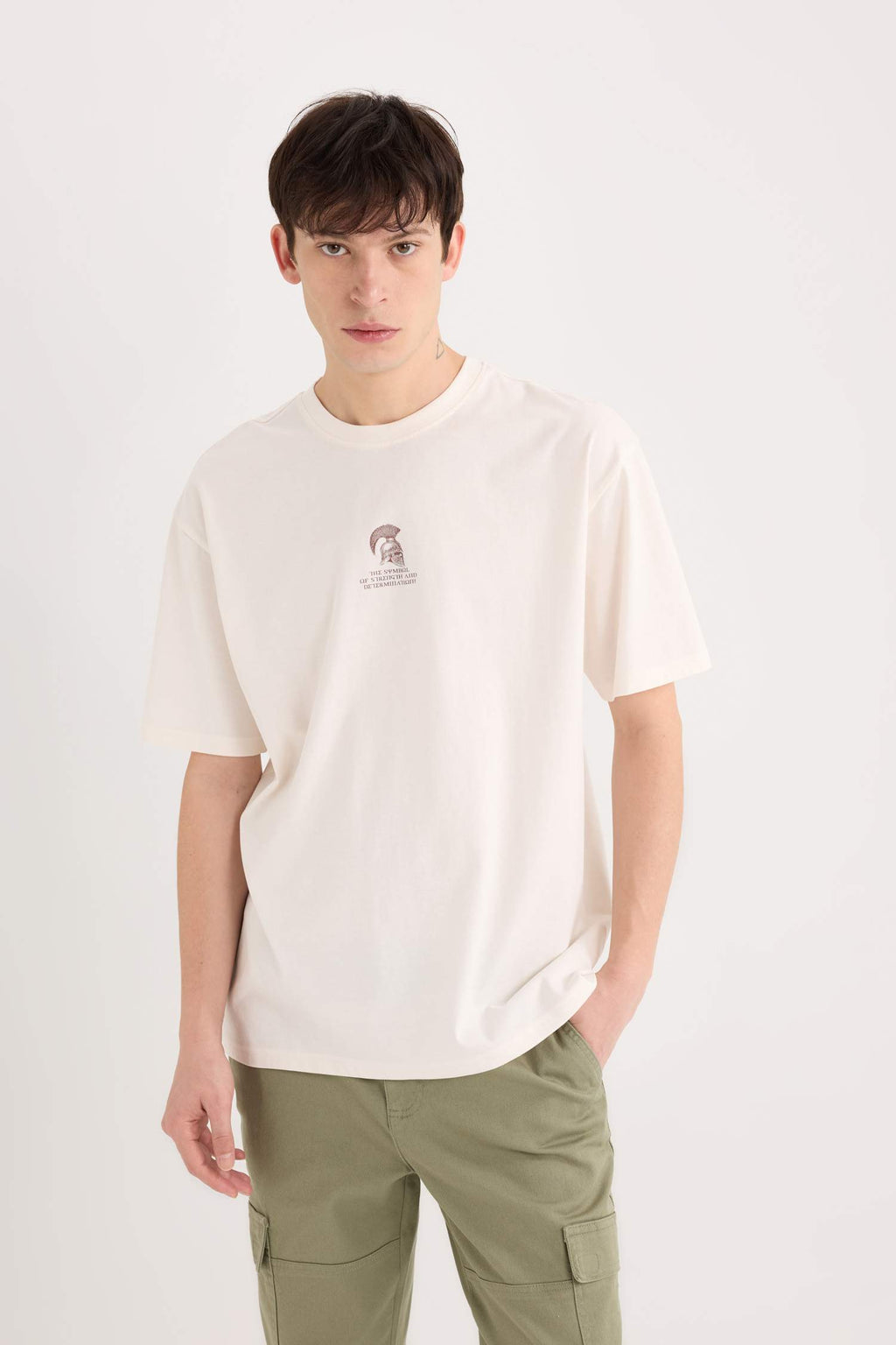 Boxy Fit Crew Neck Back Printed Short Sleeve T-Shirt