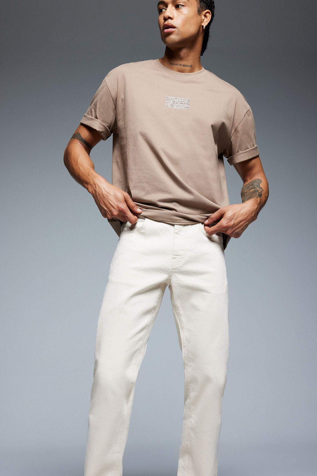 Oversiz Fit Crew Neck Back Printed T-Shirt