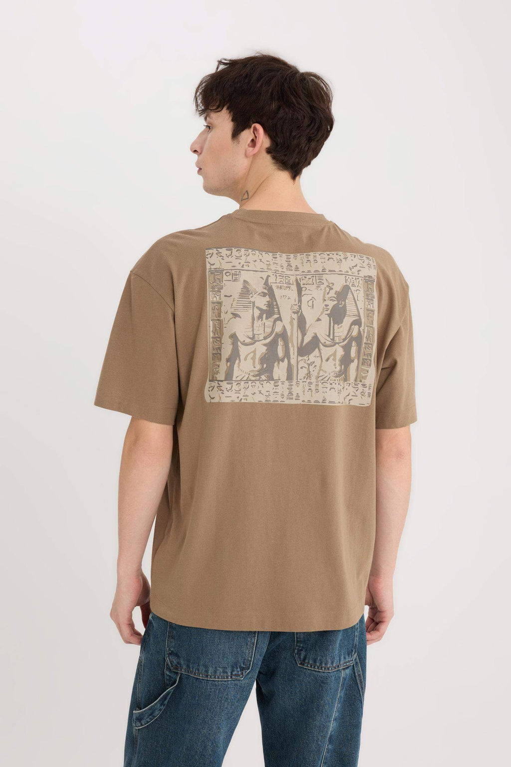 Oversiz Fit Crew Neck Back Printed T-Shirt