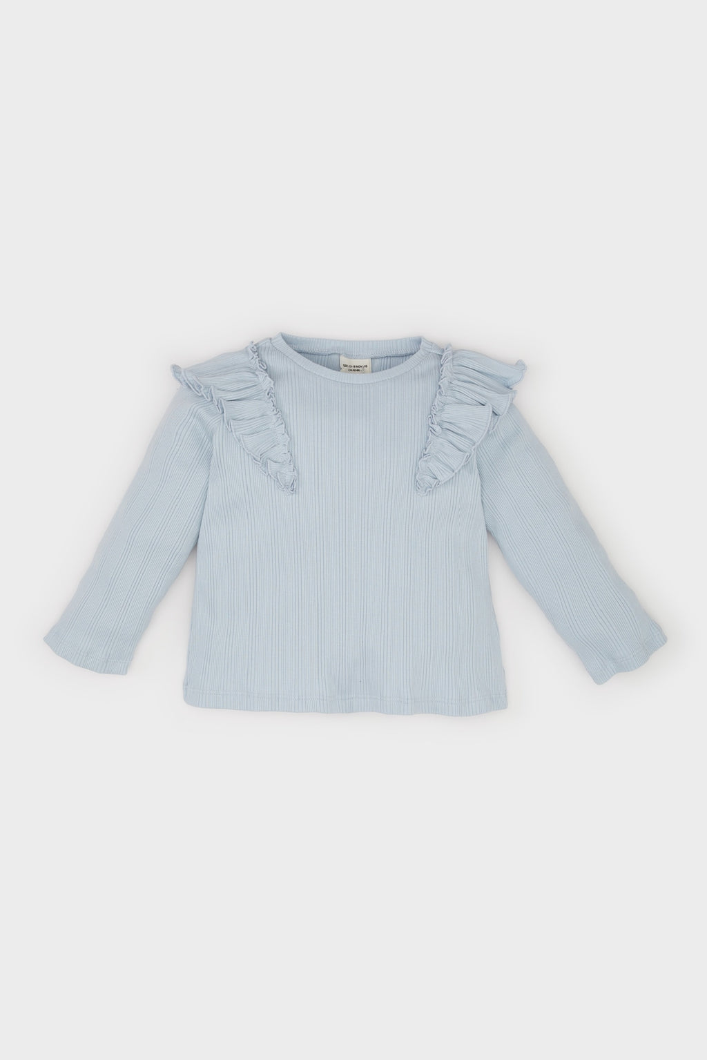 Girl Crew Neck Ribbed Camisole Ruffled Long Sleeve T-Shirt