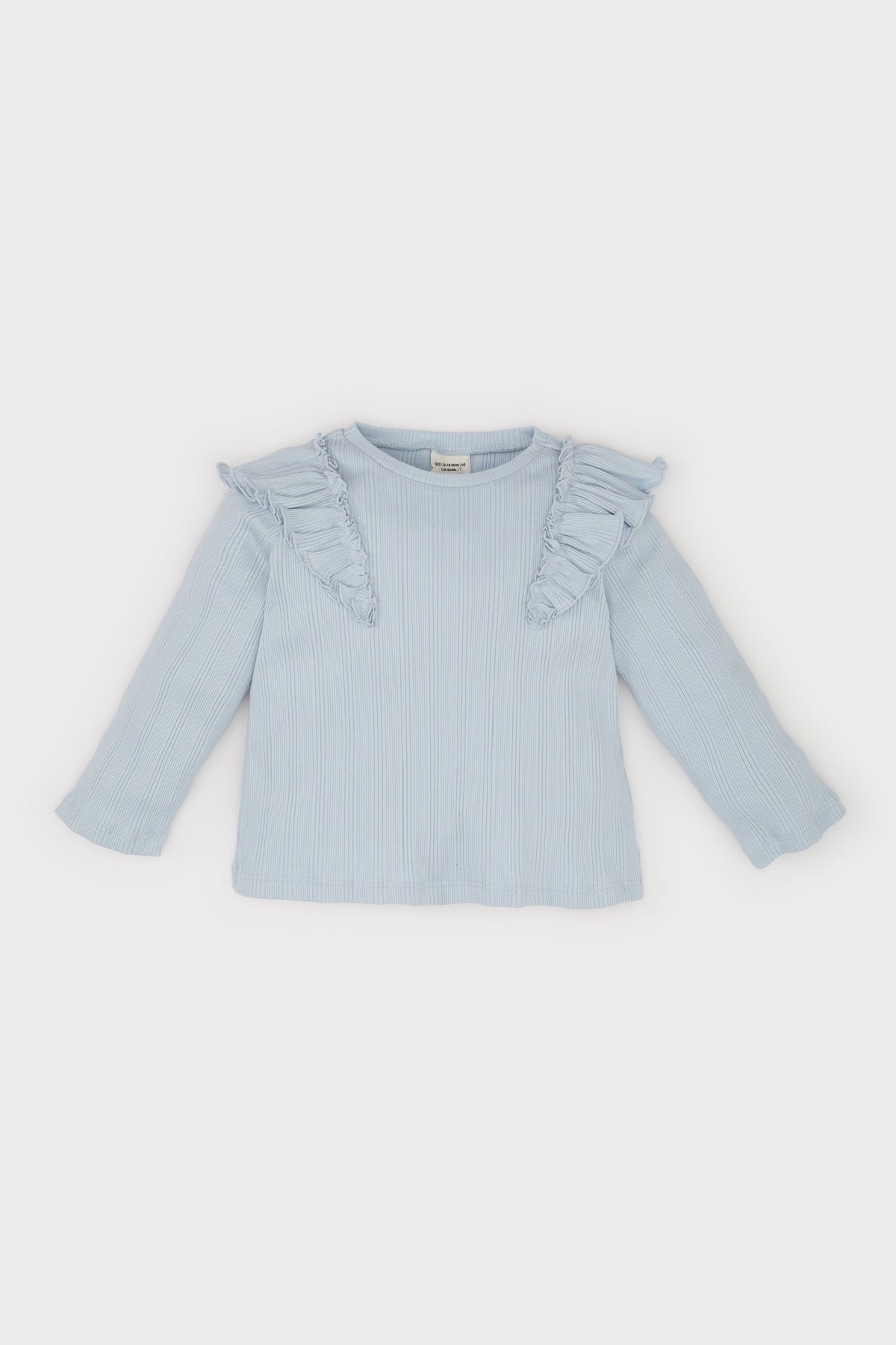 Girl Crew Neck Ribbed Camisole Ruffled Long Sleeve T-Shirt