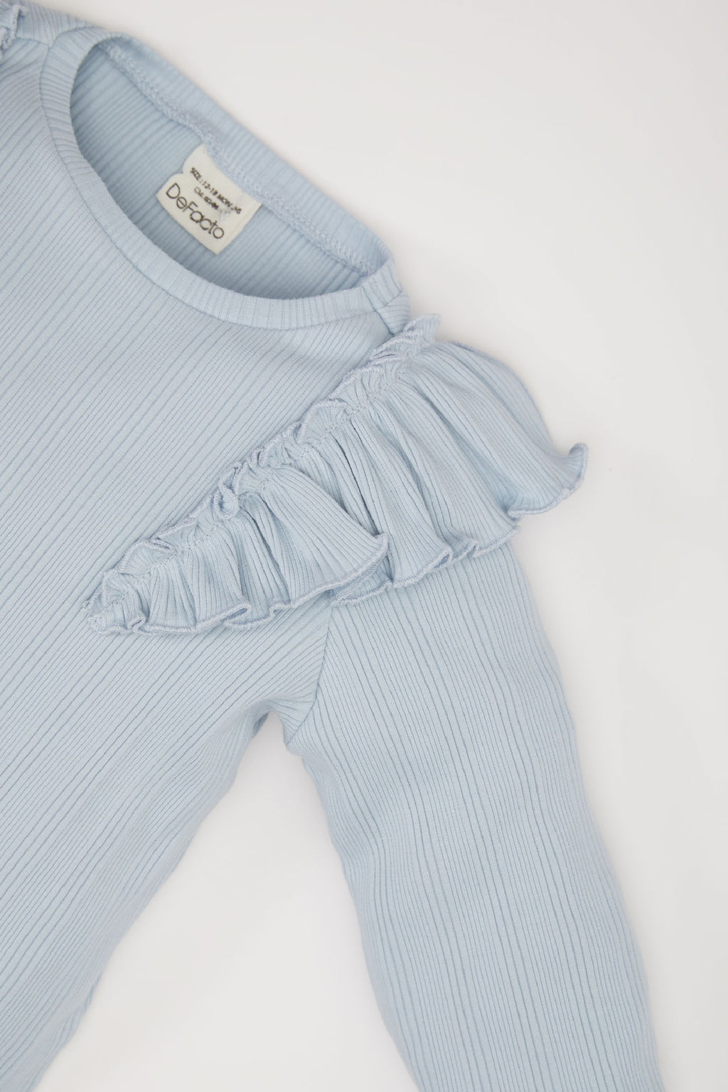 Girl Crew Neck Ribbed Camisole Ruffled Long Sleeve T-Shirt