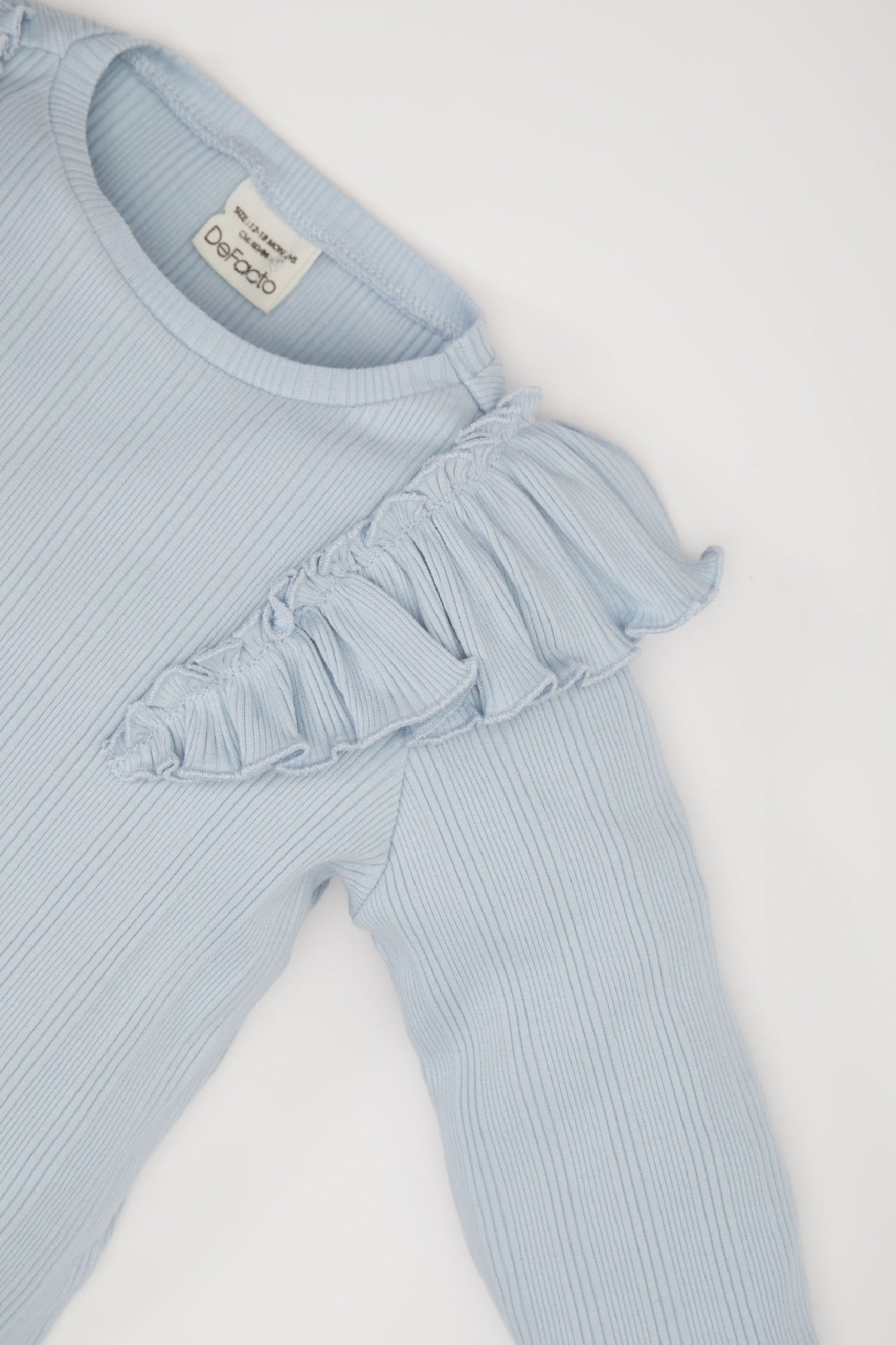 Girl Crew Neck Ribbed Camisole Ruffled Long Sleeve T-Shirt