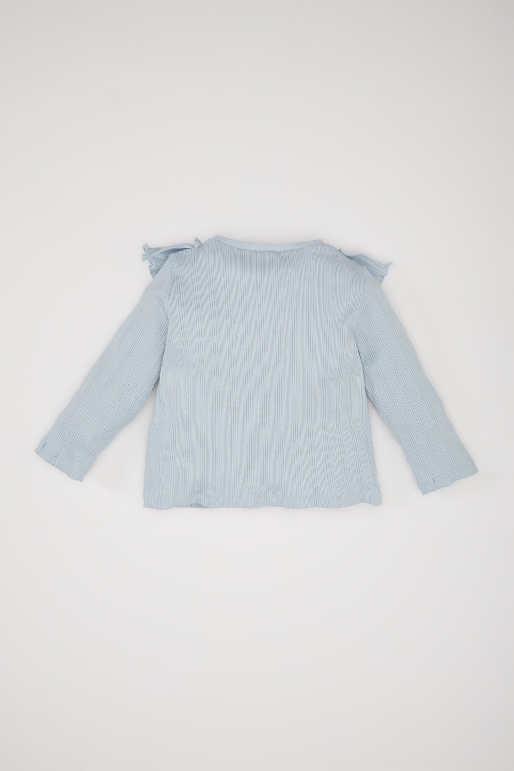 Girl Crew Neck Ribbed Camisole Ruffled Long Sleeve T-Shirt