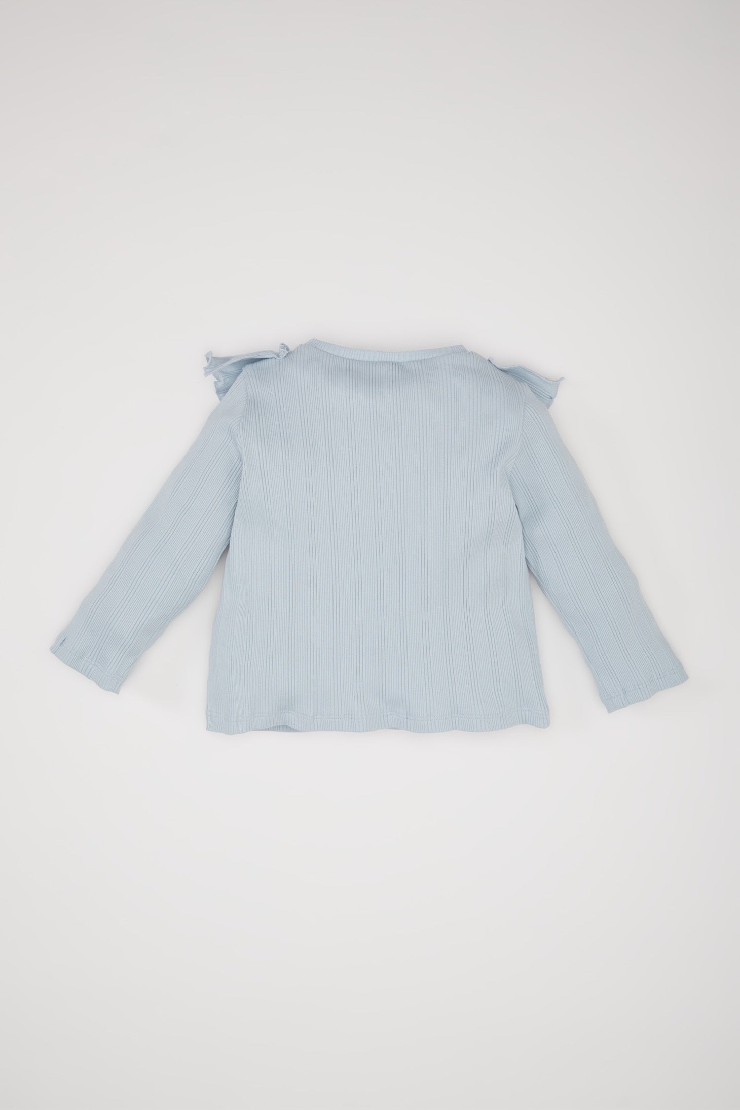 Girl Crew Neck Ribbed Camisole Ruffled Long Sleeve T-Shirt