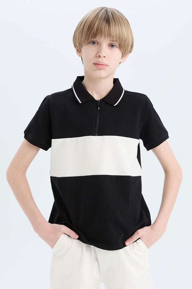 Boy Boy Color Block Pique Polo T-Shirt Hover Image