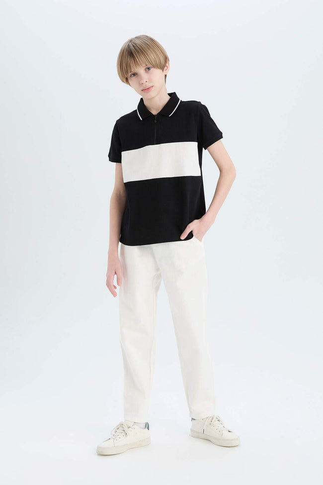 Boy Boy Color Block Pique Polo T-Shirt Main Image