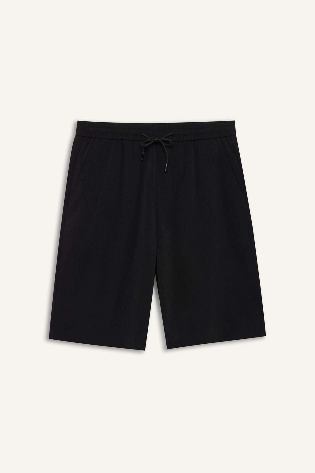 Regular Fit Textured Bermuda Shorts with Tie Waist