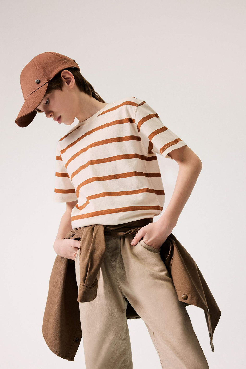 Boys Bike Collar Striped Short Sleeve T-Shirt