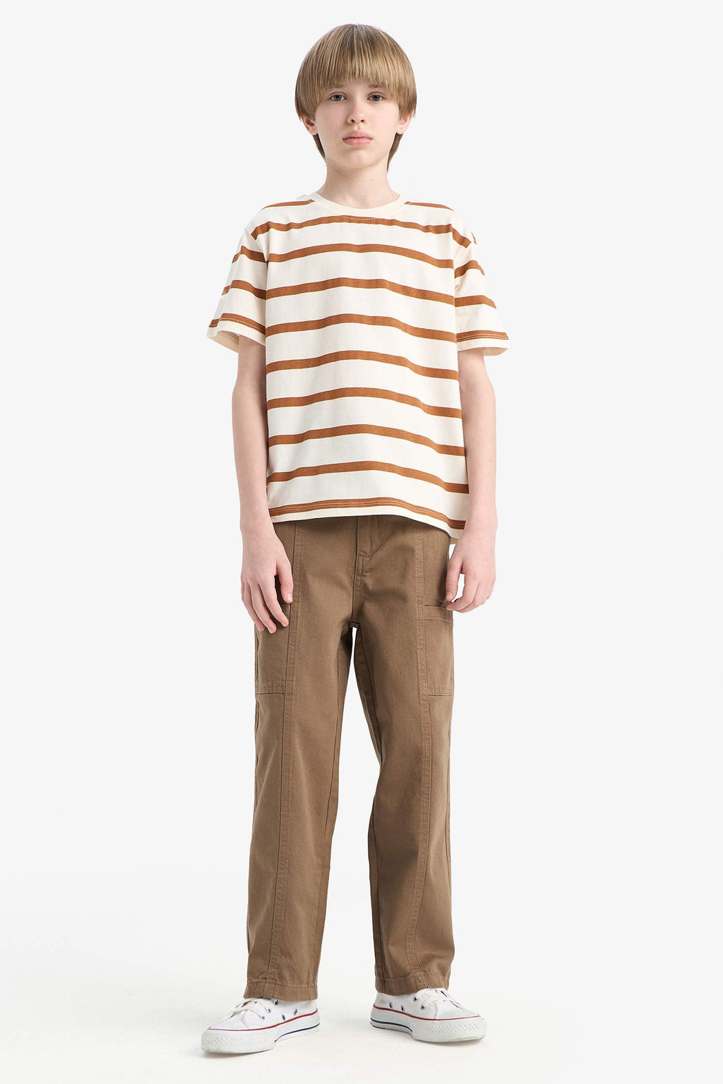 Boys Bike Collar Striped Short Sleeve T-Shirt