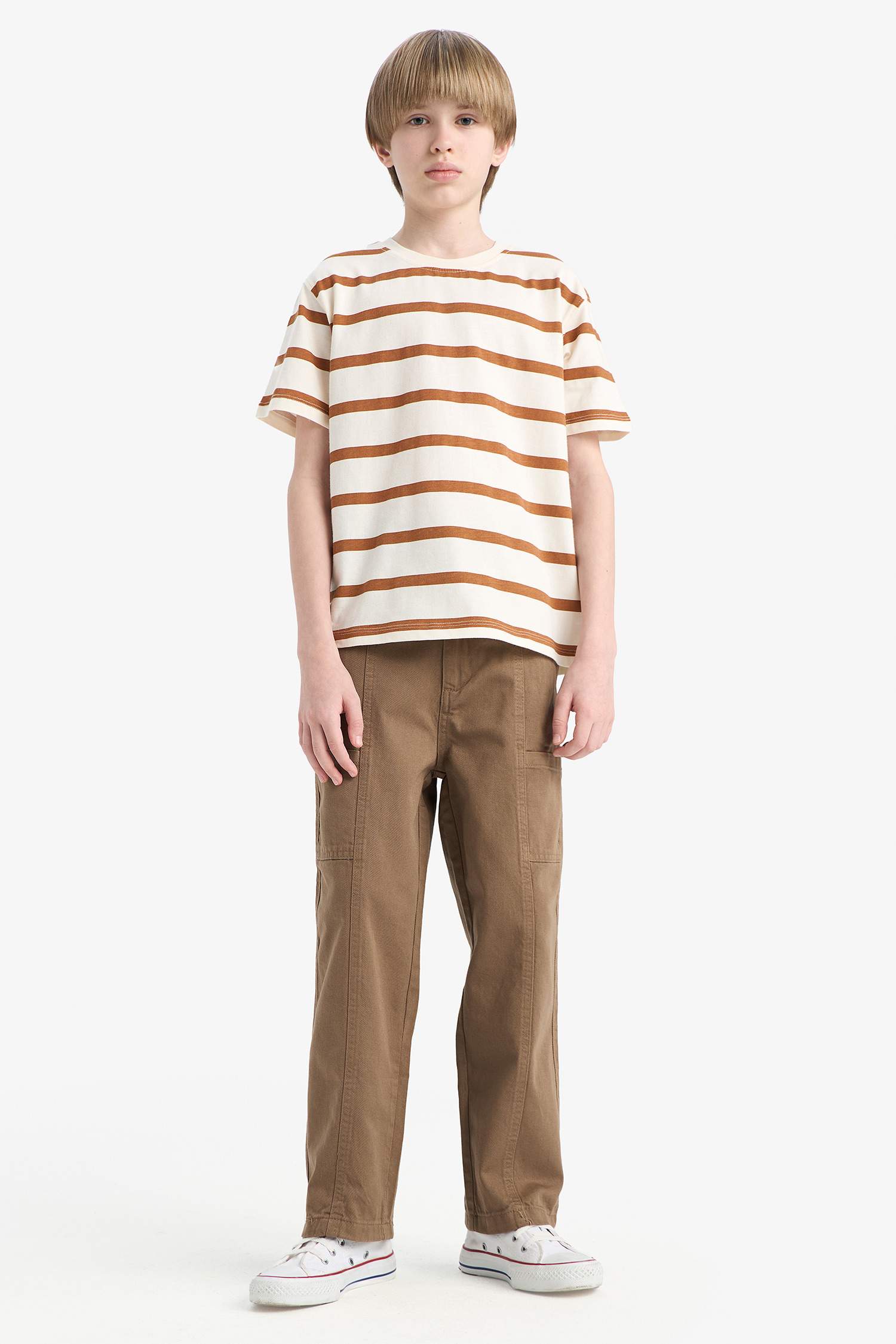 Boys Bike Collar Striped Short Sleeve T-Shirt