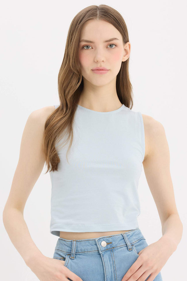 Slim Fit Halter Collar Tank Top Hover Image