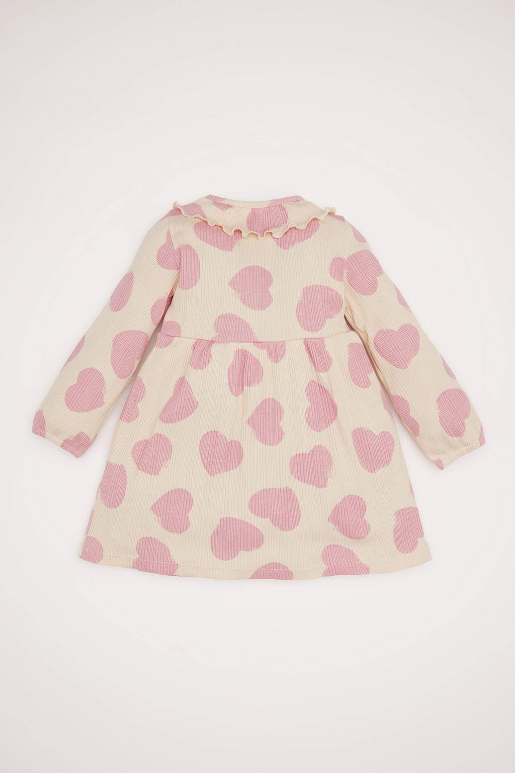 Girl Patterned Long Sleeve Ribbed Camisole Dress