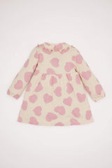 Girl Patterned Long Sleeve Ribbed Camisole Dress