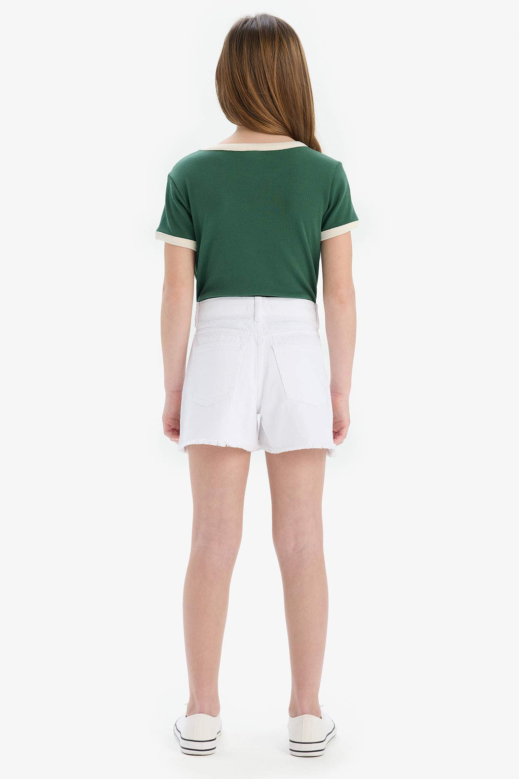 Girl's Ripped Detailed Cotton Jean Shorts