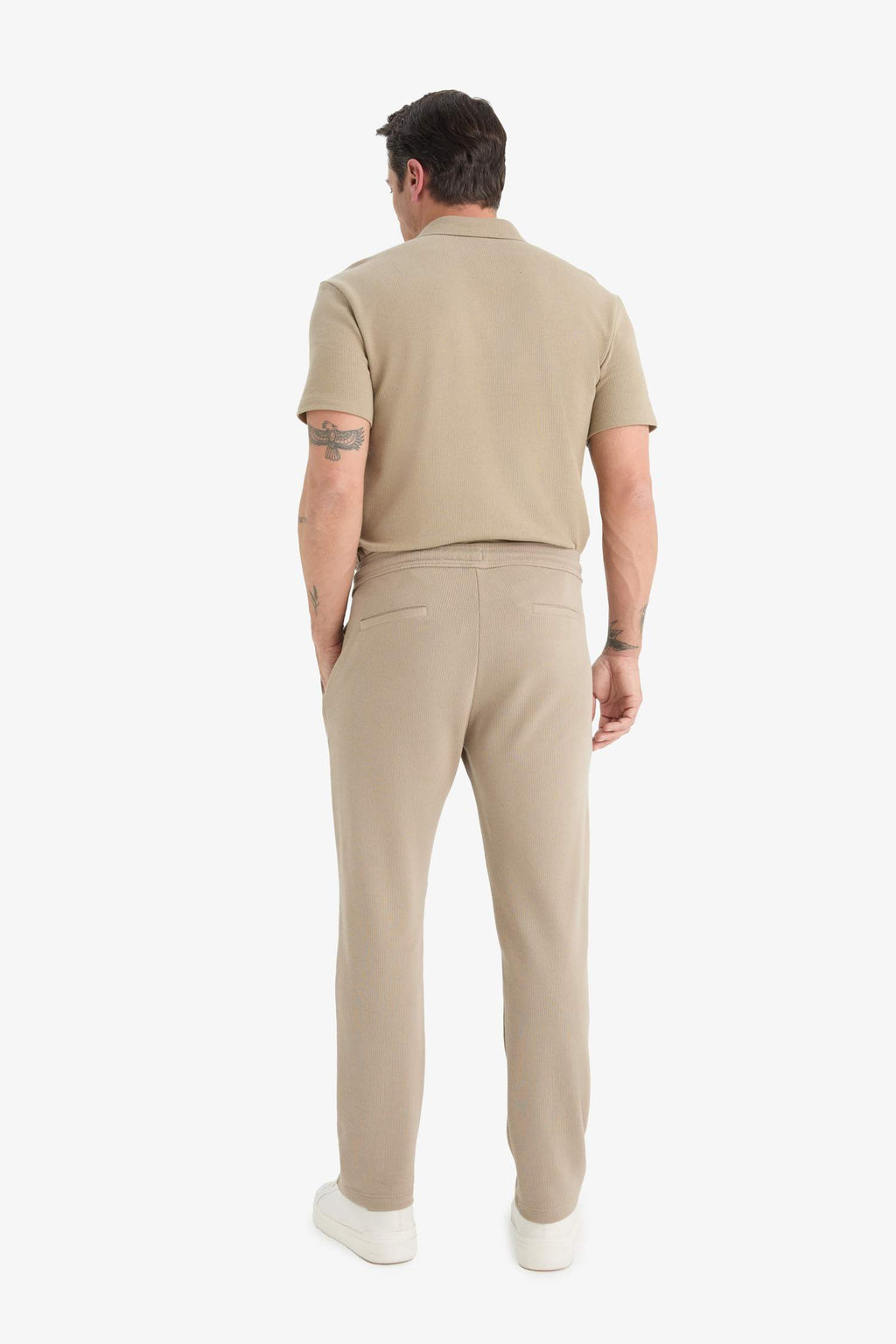 Regular Fit Track Bottom Waisted Lace-Up Pocket Detailed Flat Leg