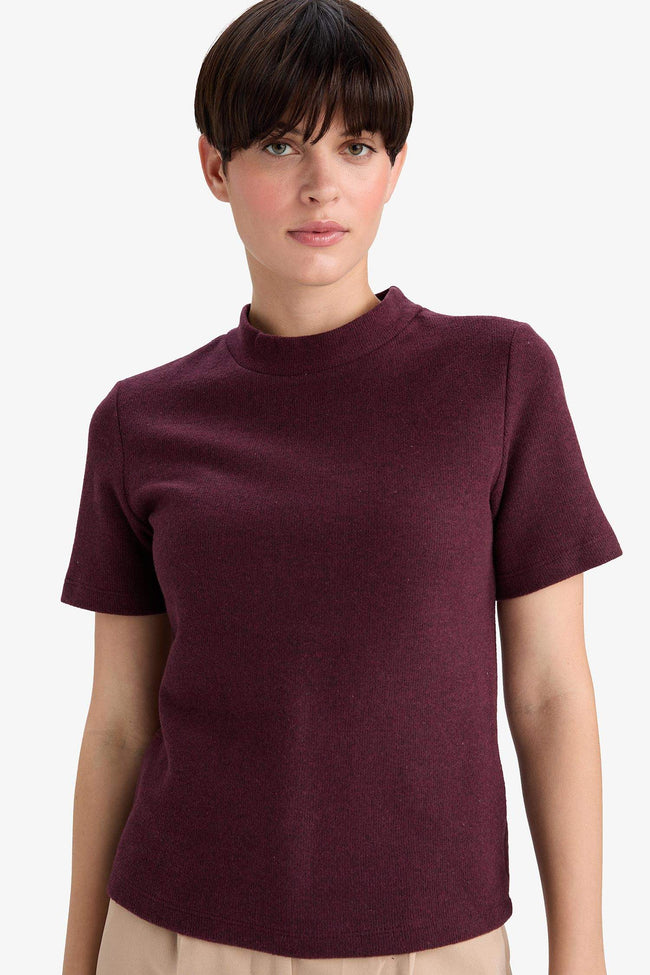 Slim Fit Slim Cut Half Turtleneck Short Sleeve T-Shirt Hover Image