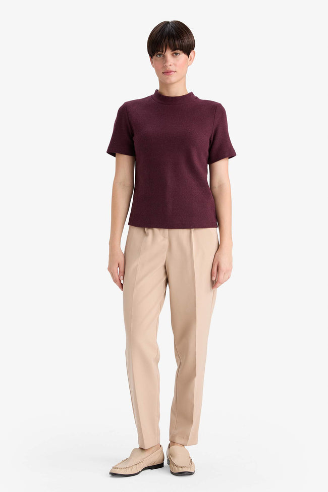 Slim Fit Slim Cut Half Turtleneck Short Sleeve T-Shirt Main Image