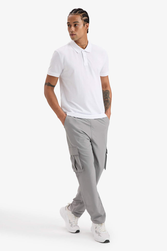 Slim Fit Narrow Cut Polo Collar Athletic Piqué Short Sleeve T-Shirt Main Image