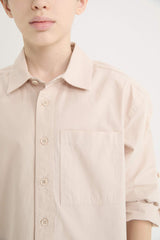 Male Kids Oversize Wide Mold Polo Collar Parachute Long Sleeve Shirt