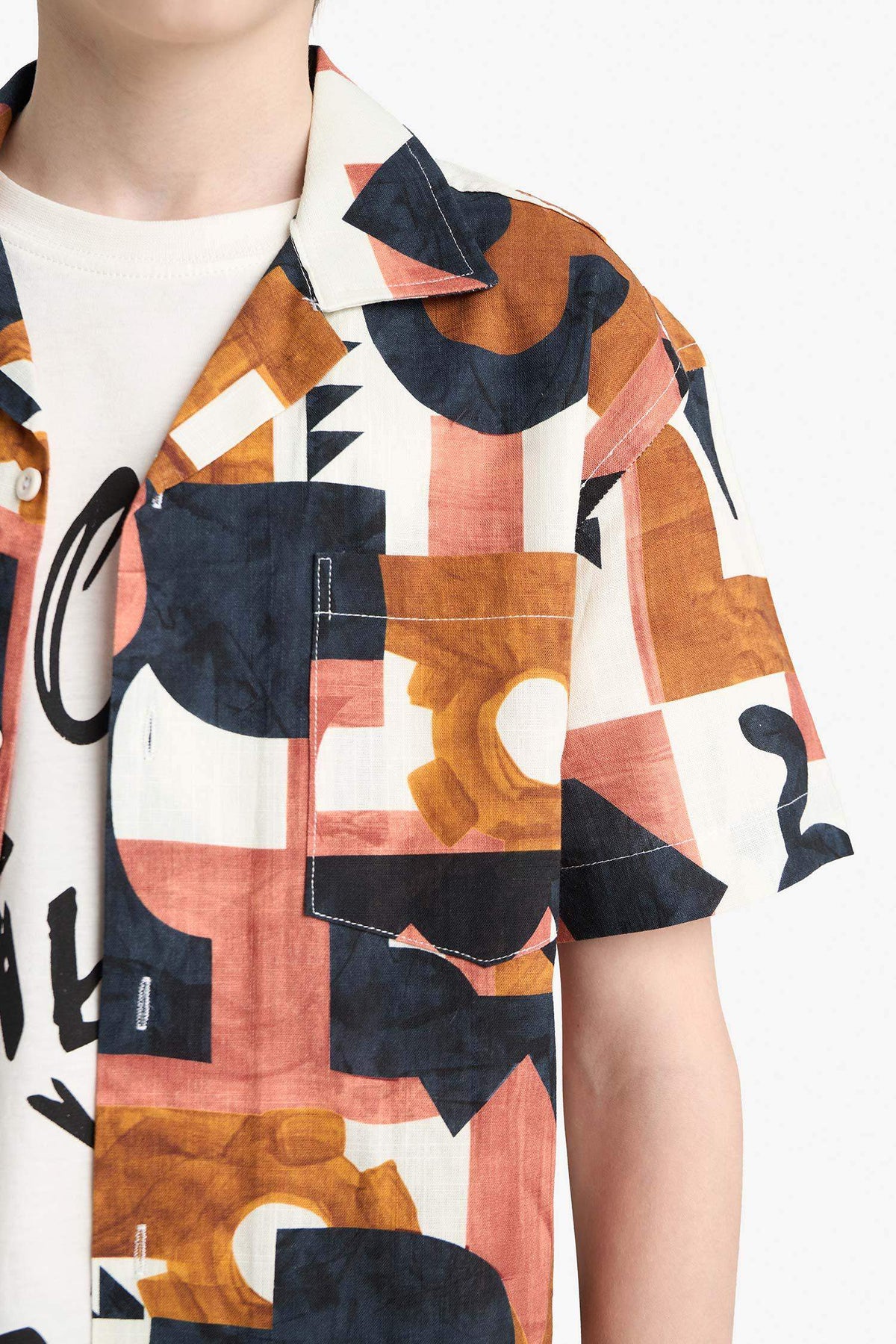 Male Kids Oversize Wide Patterned Short Sleeve Shirt