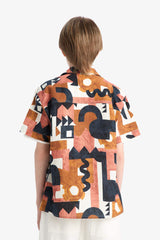 Male Kids Oversize Wide Patterned Short Sleeve Shirt